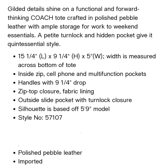 Coach Turn lock chain tote 27 NWOT attached - Picture 12 of 16